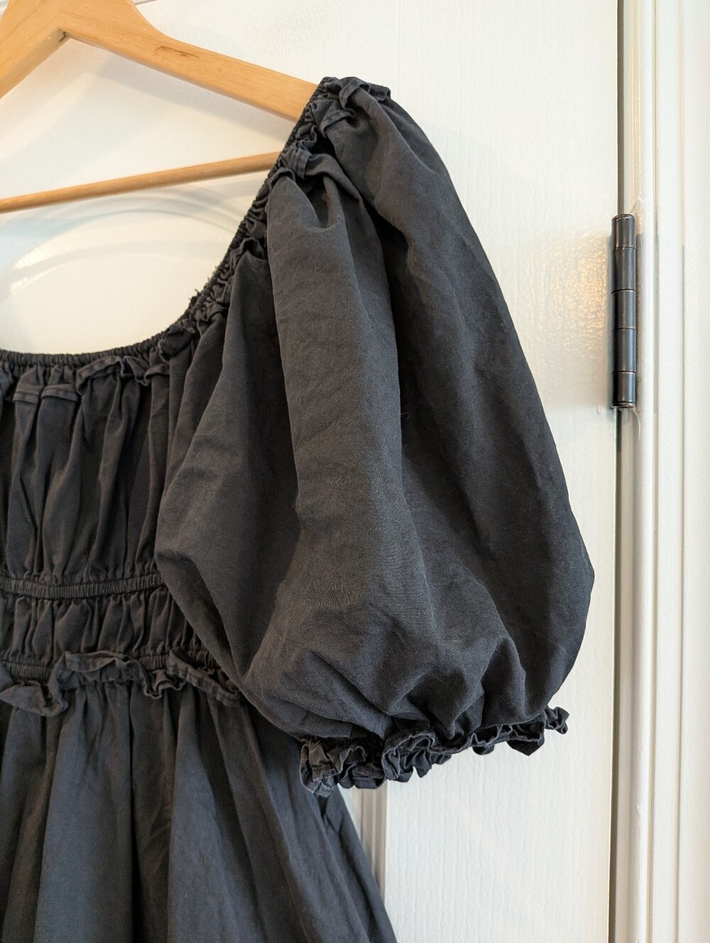 Sofie The Label Black Puff Sleeve Smocked Babydoll Cottagecore Mini Dress Size S - Picture 11 of 16